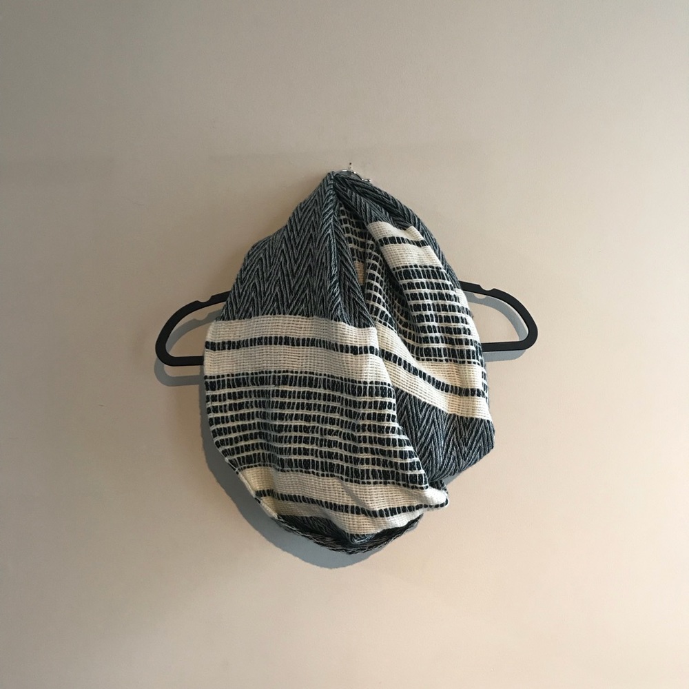 Navy and cream infinity scarf